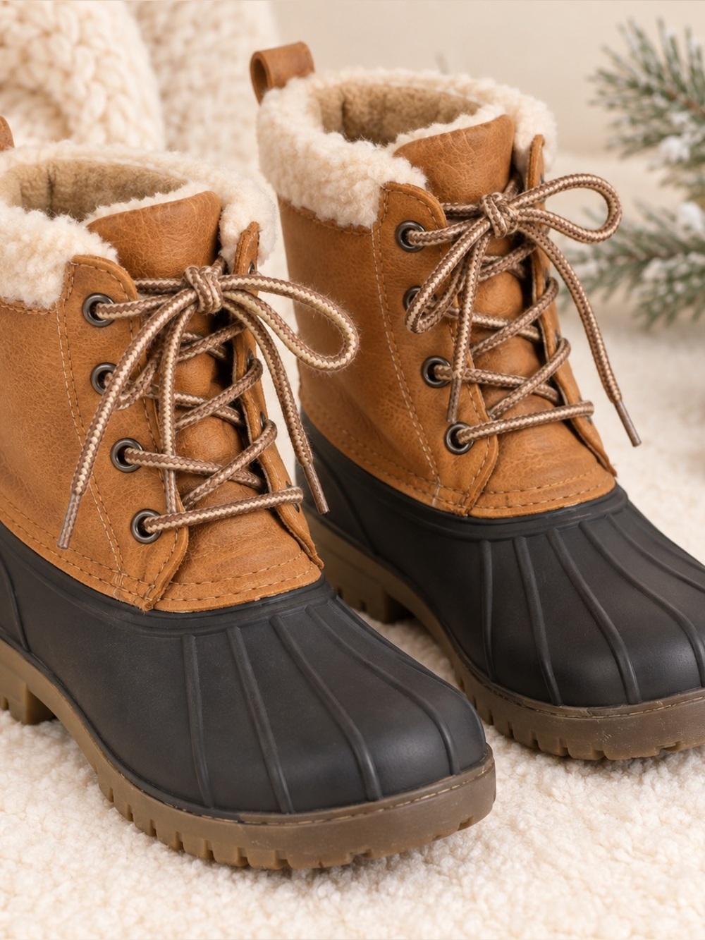 Josmo Kids Size 13 Brown Sherpa-Lined Duck Boots – EUC